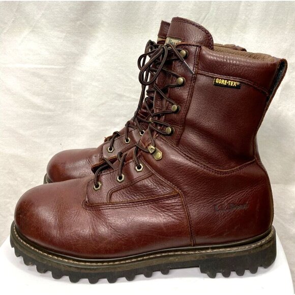LL Bean Gore-Tex Leather Work Boots Oil Resistant 10" Boot Brown Size 12 - Picture 4 of 16